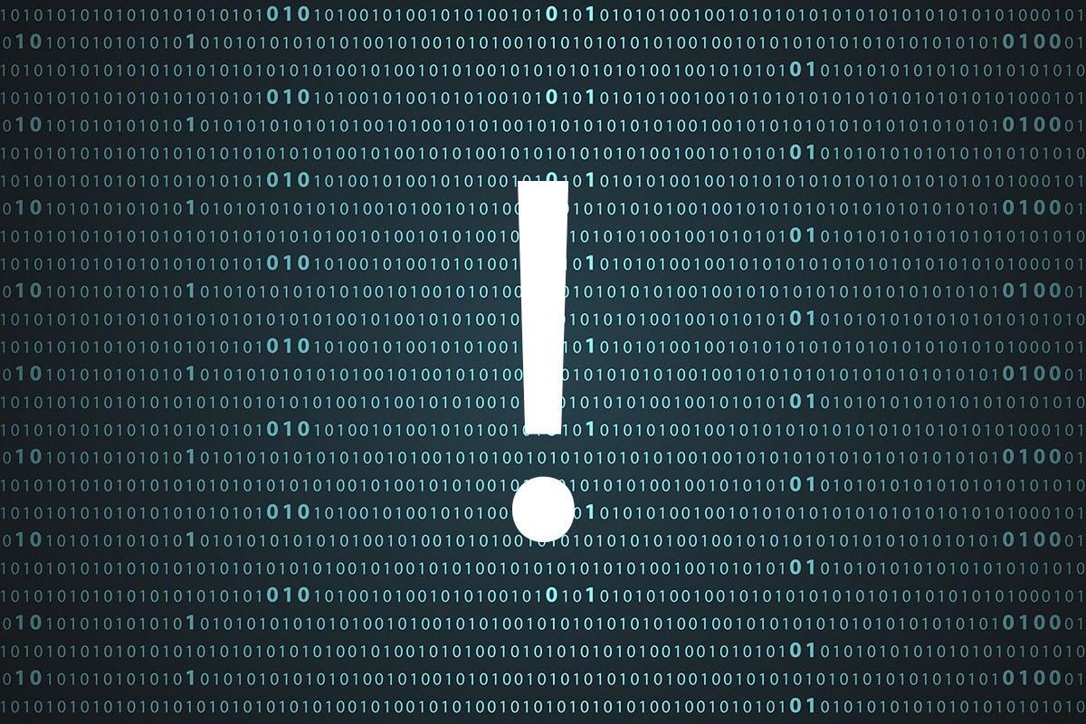 Exclamation mark in binary code. | Forensic Discovery