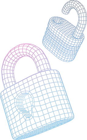 Wireframe illustration of a locked and unlocked padlock. | Forensic Discovery