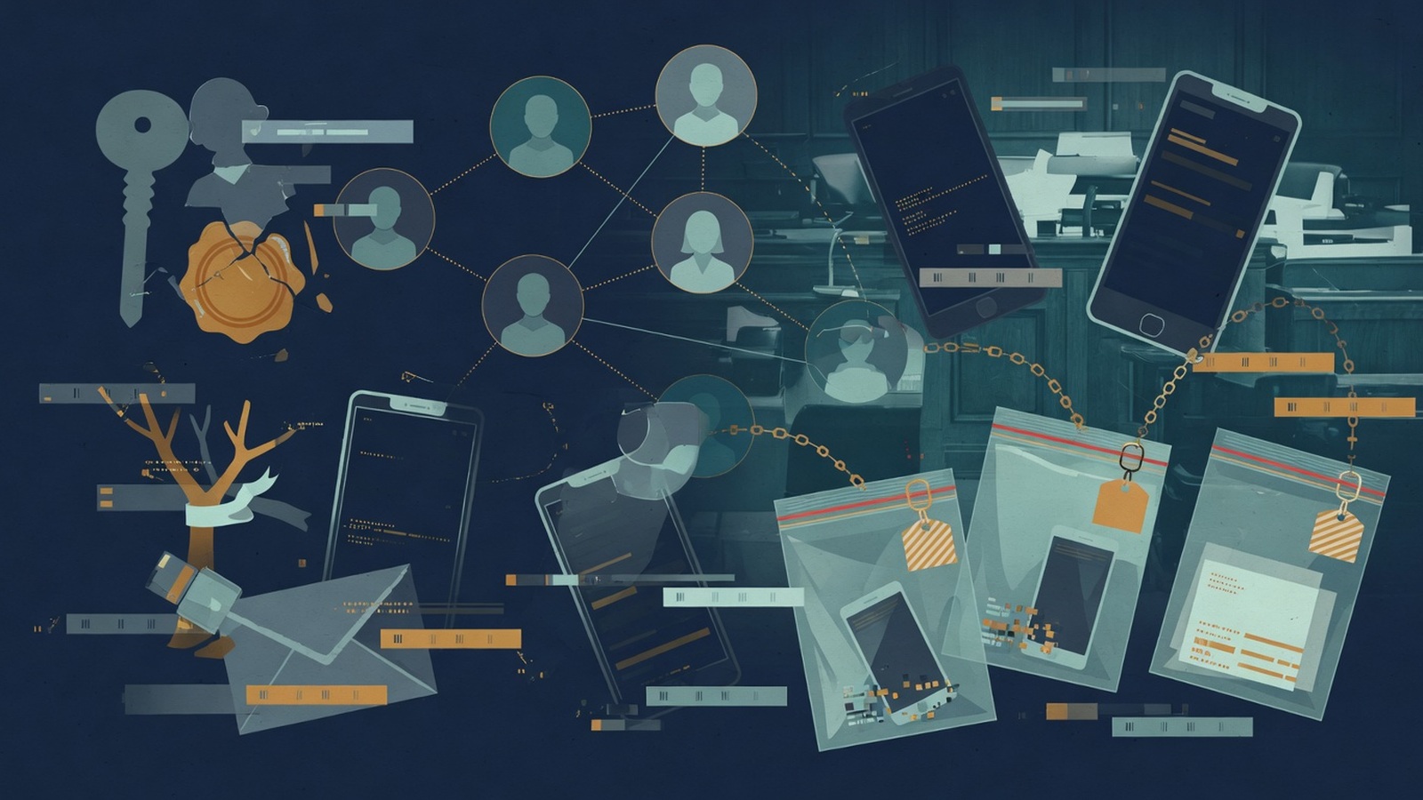 Abstract digital forensics evidence visual for IP Theft Investigation Methodology for Corporate Counsel